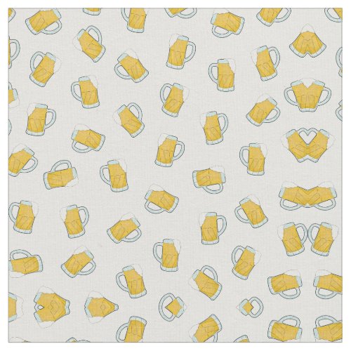 Artsy Modern Yellow White Watercolor Beer Steins Fabric