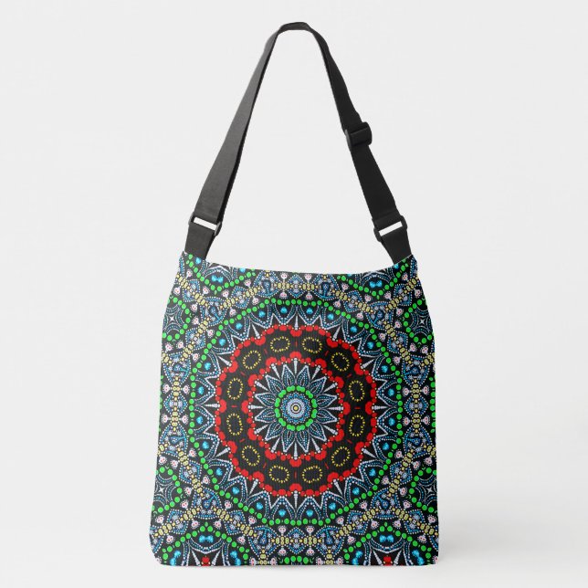Artsy Moroccan Themed Mandala Pattern Crossbody Bag (Front)