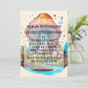 Artsy Mushroom Illustration Birthday Party Invitation