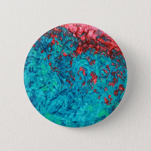 Artsy Neon Orange Teal Green Acrylic Painting Button