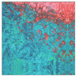 Artsy Neon Orange Teal Green Acrylic Painting Fabric