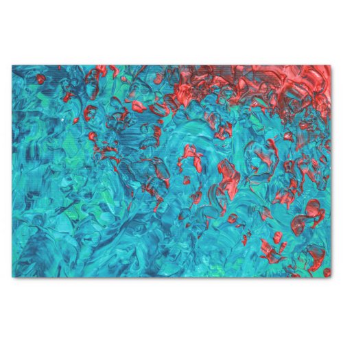 Artsy Neon Orange Teal Green Acrylic Painting Tissue Paper