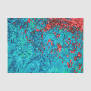 Artsy Neon Orange Teal Green Acrylic Painting Tissue Paper