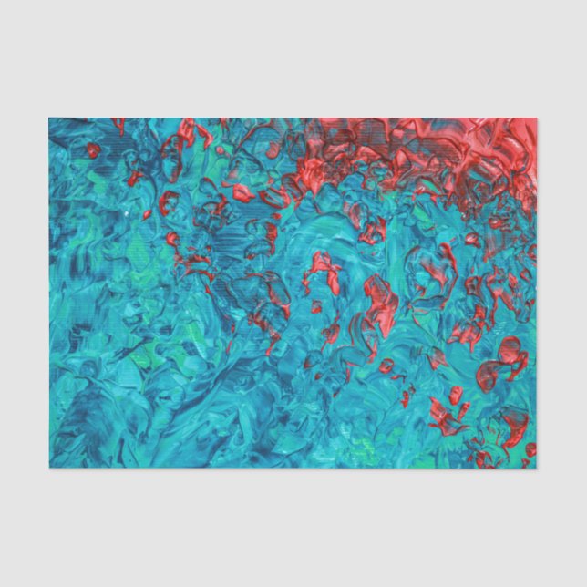 Artsy Neon Orange Teal Green Acrylic Painting Tissue Paper (Front)