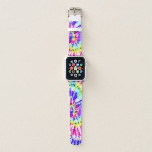 Artsy Neon Rainbow Tie Dye Watercolor Pattern Apple Watch Band