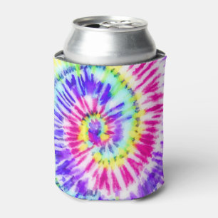 Artsy Neon Rainbow Tie Dye Watercolor Pattern Can Cooler