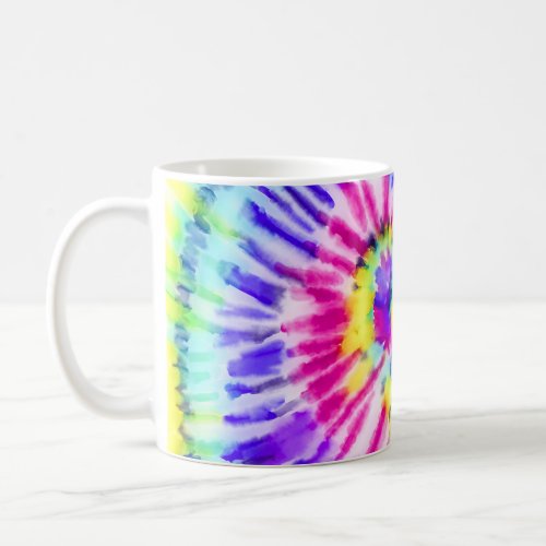 Artsy Neon Rainbow Tie Dye Watercolor Pattern Coffee Mug