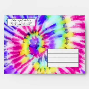 Artsy Neon Rainbow Tie Dye Watercolor Pattern Envelope