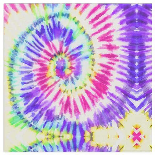 Artsy Neon Rainbow Tie Dye Watercolor Pattern Fabric