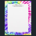 Artsy Neon Rainbow Tie Dye Watercolor Pattern Letterhead<br><div class="desc">This custom safety mask is perfect for many professionals including; nursing home workers, business workers, essential employees, and regular civilians who are in need of an extra layer of protection. The design features a hand-painted rainbow neon yellow, pink, purple, aqua blue, and green tie-dye swirl pattern. It's hipster, trendy, cool,...</div>