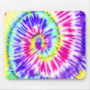 Artsy Neon Rainbow Tie Dye Watercolor Pattern Mouse Pad