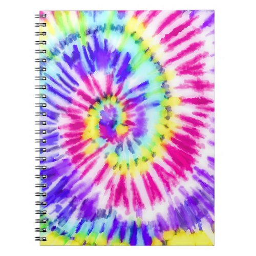 Artsy Neon Rainbow Tie Dye Watercolor Pattern Notebook
