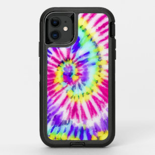 Artsy Neon Rainbow Tie Dye Watercolor Pattern OtterBox Defender iPhone 11 Case
