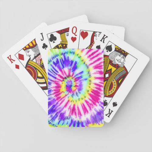 Artsy Neon Rainbow Tie Dye Watercolor Pattern Playing Cards