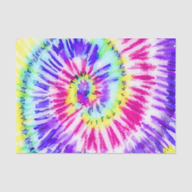 Artsy Neon Rainbow Tie Dye Watercolor Pattern Tissue Paper (Front)
