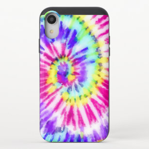 Artsy Neon Rainbow Tie Dye Watercolor Pattern iPhone XR Slider Case