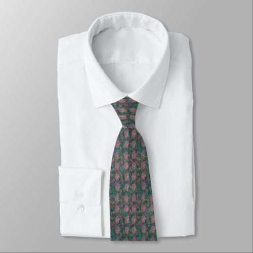 Artsy Nephrologist Kidney Design Green and Mauve Neck Tie