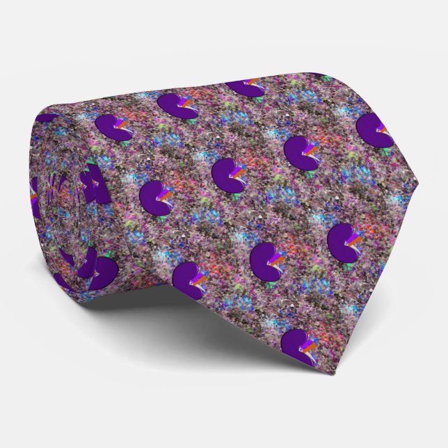 Artsy Nephrologist Kidney Design Purple Neck Tie (Rolled)