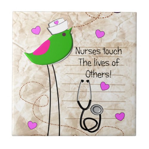 Artsy Nurse Bird Ceramic Tile