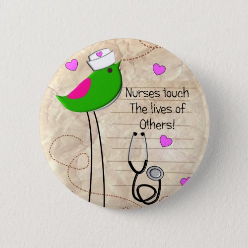 Artsy Nurse Bird Pinback Button