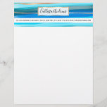 Artsy Ocean Aqua Blue Gold Abstract Paint Stripes Letterhead<br><div class="desc">Artsy, modern, elegant, and trendy ocean, pastel, and aqua blue summer painted brushstroke stripes with faux printed gold stripes art pattern. ***IMPORTANT DESIGN NOTE: For any custom design request such as matching product requests, color changes, placement changes, or any other change request, please click on the "CONTACT" button or email...</div>