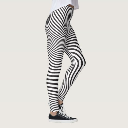 Artsy Op_Art Black White Artistic Zebra Stripes Leggings