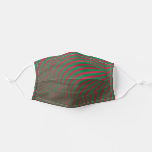 Artsy Op_Art Red Green Christmas Zebra Stripes MOD Adult Cloth Face Mask