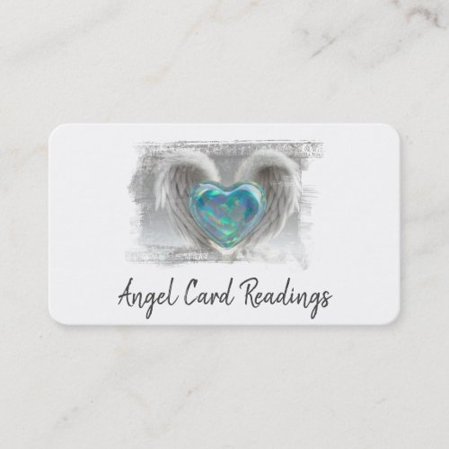  Artsy Opal Heart Angel Wings AP78 QR Business Card