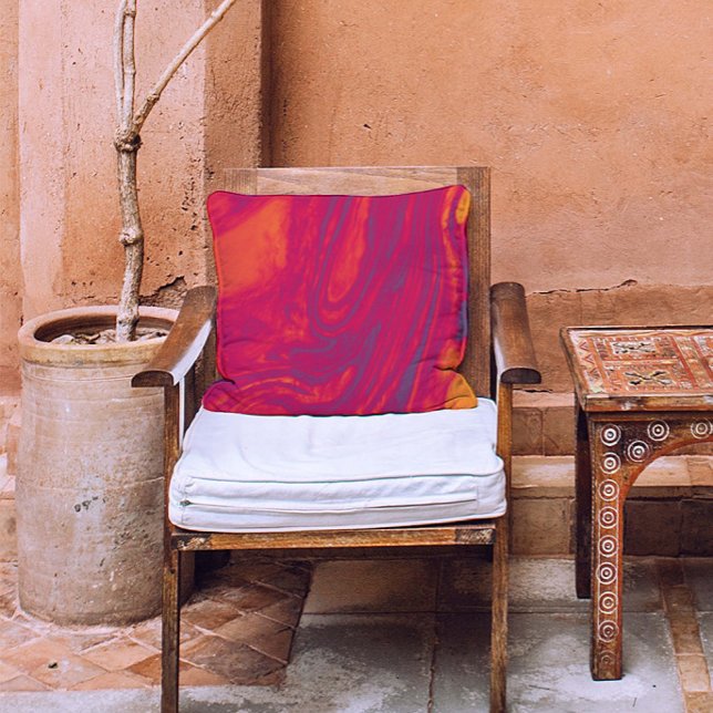 Artsy Orange Purple Pink mixed paint Cool Textured Throw Pillow (Creator Uploaded)