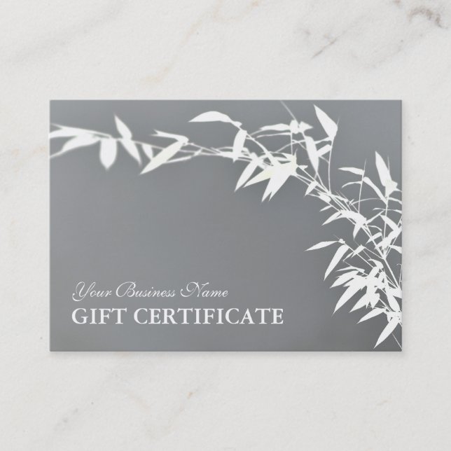 Artsy Oriental Zen Bamboo Shrub Gift Certificate (Front)