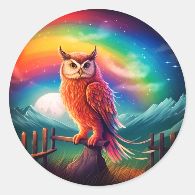 Artsy Owl Classic Round Sticker (Front)