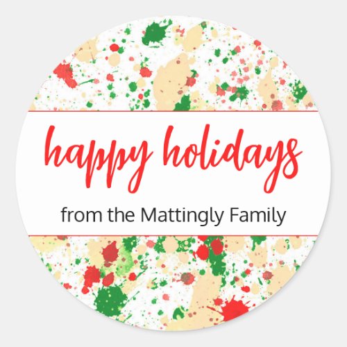 Artsy Paint Splatter From Family Christmas Holiday Classic Round Sticker