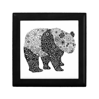 Artsy Panda Bear Wooden Jewelry Keepsake Box
