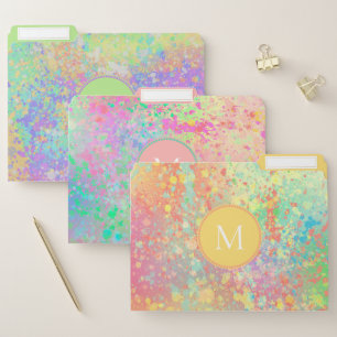 Artsy Pastel Watercolor Paint Splatters Monogram File Folder