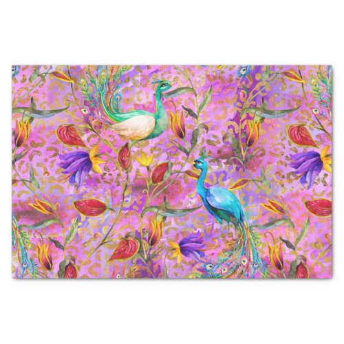 ARTSY PEACOCKS FLORAL ABSTRACT DECOUPAGE TISSUE PAPER