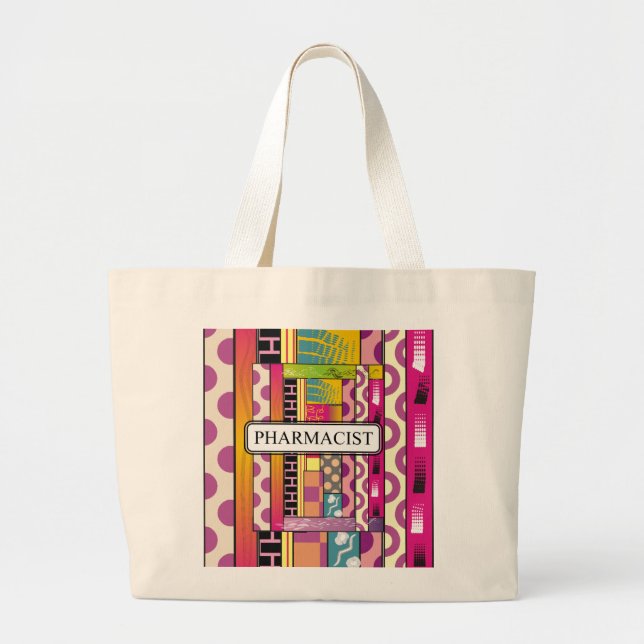 Artsy Pharmacist Gifts Large Tote Bag (Front)