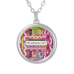 Artsy Pharmacist Gifts Silver Plated Necklace
