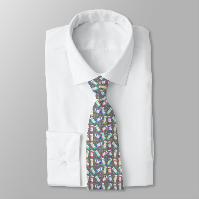 Artsy Pharmacist's Abbreviations Grey Neck Tie (Tied)