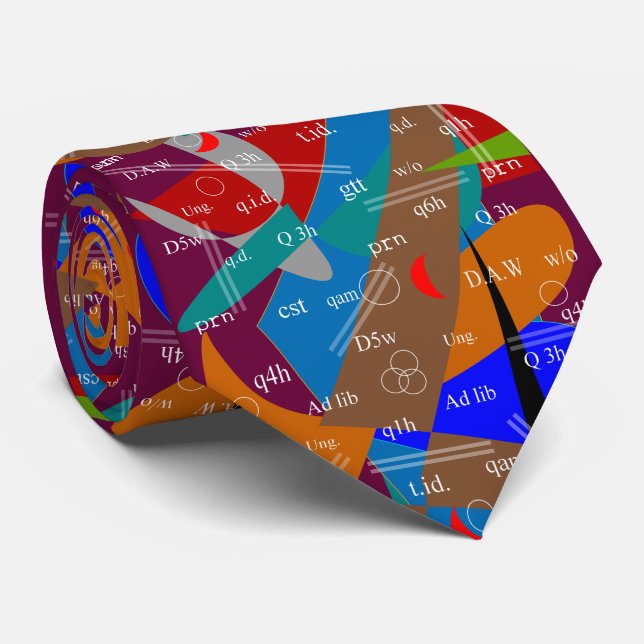 Artsy Pharmacist's Abbreviations Tie Abstract 18 (Rolled)