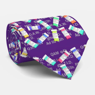 Artsy Pharmacist's Abbreviations Tie Purple