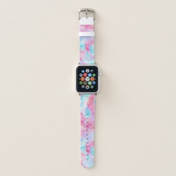 Artsy Pink Blue Watercolor Abstract Geometric Apple Watch Band by _LaFemme_ at Zazzle