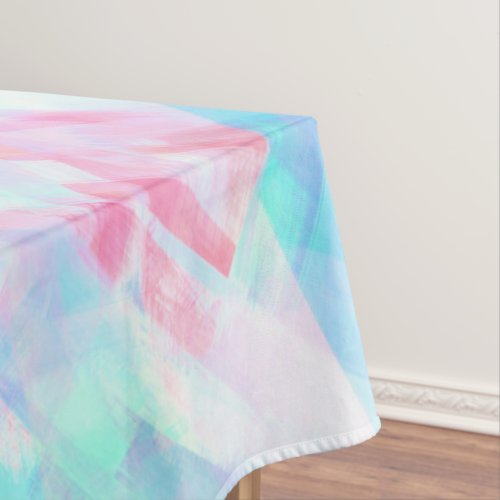 Artsy Pink Blue Watercolor Abstract Geometric Tablecloth