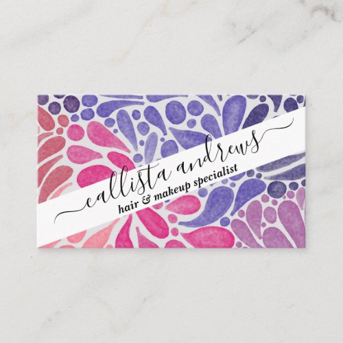 Artsy Pink Purple Watercolor Abstract Dots Pattern Business Card