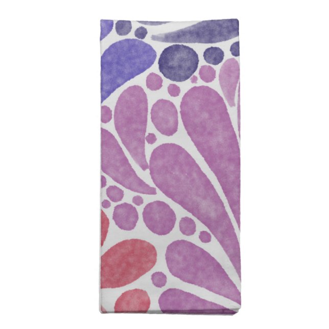 Artsy Pink Purple Watercolor Abstract Dots Pattern Cloth Napkin (Folded)