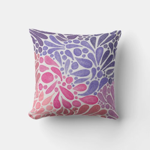 Artsy Pink Purple Watercolor Abstract Dots Pattern Outdoor Pillow