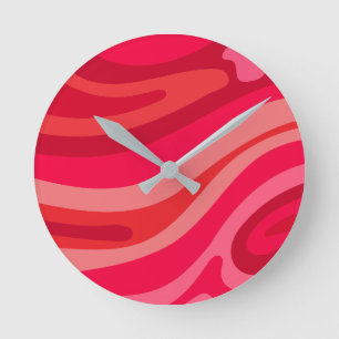 Artsy Pink Red Pattern Round Clock
