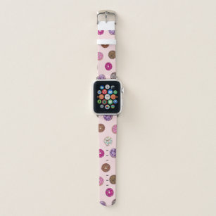 Artsy Pink Sprinkle Donuts Watercolor Pattern Apple Watch Band