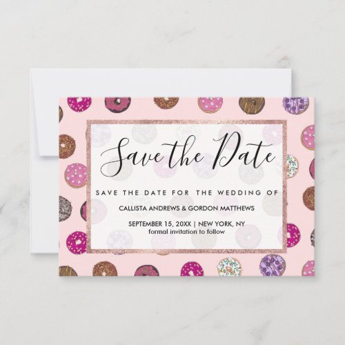 Artsy Pink Sprinkle Donuts Watercolor Pattern Save The Date