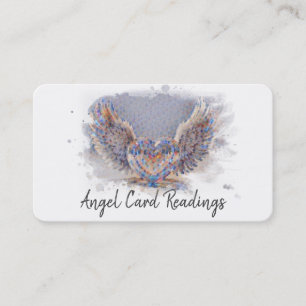 *~* Artsy Pixelated Heart Angel Wings AP78 QR Business Card