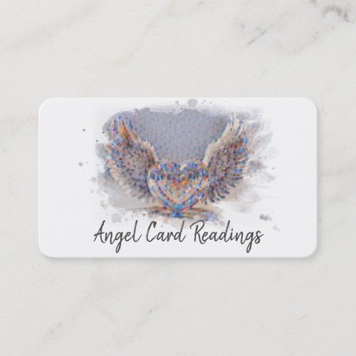  Artsy Pixelated Heart Angel Wings AP78 QR Business Card